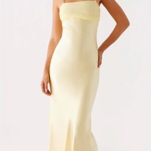 Peppermayo Yellow satin dress